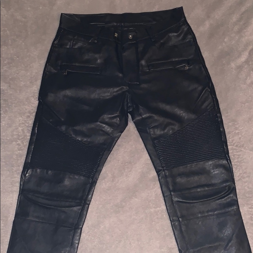Balmain Leather Biker Jeans